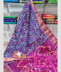 Plum Purple and Magenta color Ikkat sico sarees handloom saree with All over Pochampally design-IKSS0000112