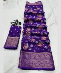 Purple and Golden color linen sarees with all over design -LINS0004006