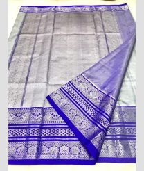 Grey and Blue color venkatagiri pattu sarees with all over buttas design -VAGP0001160