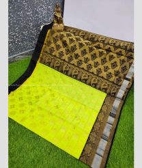 Emerald Green and Black color Chenderi silk sarees with all over design -CNDP0016413