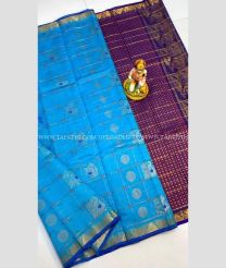 Blue and Purple color Kollam Pattu sarees with all over design -KOLP0001801
