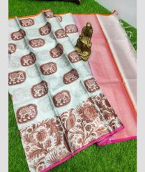 Brown and Baby Pink color Uppada Tissue sarees with all over printed design -UPPI0001817