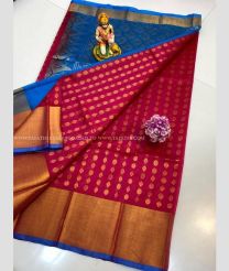 Blue and Deep Pink color Kollam Pattu sarees with kaddy border design -KOLP0001814