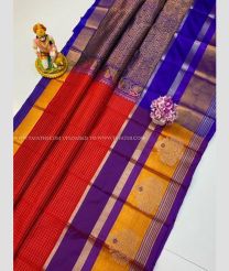 Red and Purple color kuppadam pattu sarees with all over checks design -KUPP0097228