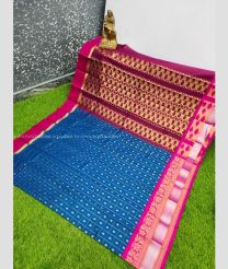 Blue and Pink color Chenderi silk sarees with all over design -CNDP0016404