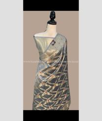 Grey and Golden color Banarasi sarees with all over meenakari design -BANS0018894