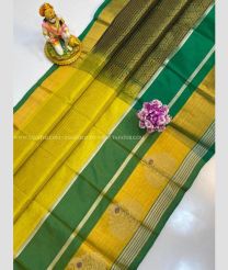 Golden Yellow and Green color kuppadam pattu sarees with all over checks design -KUPP0097237