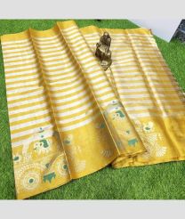 Cream and Golden Yellow color Uppada Tissue sarees with all over printed design -UPPI0001823