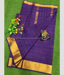 Purple and Golden color Uppada Cotton sarees with plain design -UPAT0004809