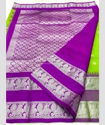 Parrot Green and Magenta color venkatagiri pattu sarees with all over checks and buttas design -VAGP0001163