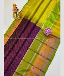 Magenta and Mehendi Green color kuppadam pattu sarees with all over checks design -KUPP0097231