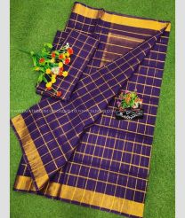 Plum Purple and Golden color Uppada Cotton sarees with plain design -UPAT0004814