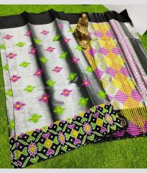 Grey and Black color Uppada Tissue sarees with all over printed design -UPPI0001824