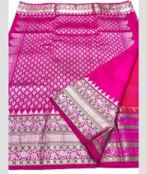 Pink and Neon Pink color venkatagiri pattu sarees with all over checks and buttas design -VAGP0001156