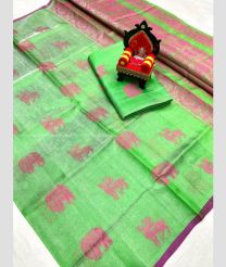 Lite Green and Purple color Uppada Tissue handloom saree with All over Buttas Design-UPPI0000268
