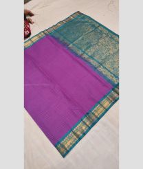 Purple and Cyan Blue color gadwal cotton handloom saree with All over Checks Design-GAWT0000259
