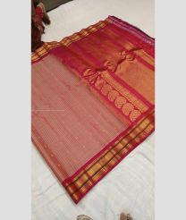 Copper Red and Burgundy color gadwal sico sarees with all over checks and buttas design -GAWI0000927