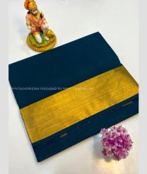 Navy Blue and Golden color Uppada Cotton sarees with jari border design -UPAT0004830