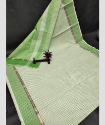 Cream and Lite Green color Uppada Cotton sarees with all over checks design -UPAT0004835