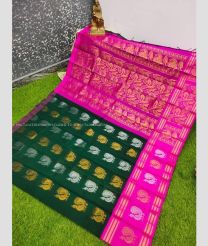 Pine Green and Pink color Chenderi silk sarees with all over design -CNDP0016409