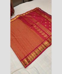 Chestnut and Burgundy color gadwal sico sarees with all over checks and buttas design -GAWI0000929