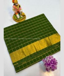 Dark Green and Golden color Uppada Cotton sarees with jari border design -UPAT0004831