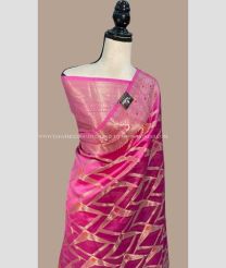 Pink and Golden color Banarasi sarees with all over meenakari design -BANS0018897