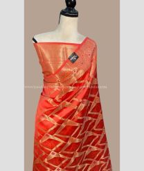 Red and Golden color Banarasi sarees with all over meenakari design -BANS0018896