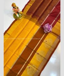 Orange and Maroon color kuppadam pattu sarees with all over checks design -KUPP0097233