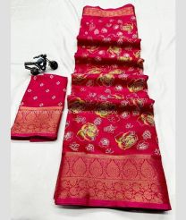 Pink and Golden color linen sarees with all over design -LINS0004008
