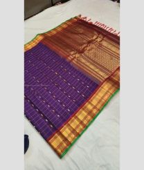 Purple and Maroon color gadwal sico sarees with all over checks and buttas design -GAWI0000930