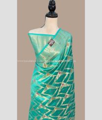 Turquoise color Banarasi sarees with all over meenakari design -BANS0018970