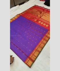 Purple and Tomato Red color gadwal sico sarees with all over checks and buttas design -GAWI0000932