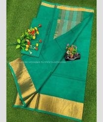 Elf Green and Golden color Uppada Cotton sarees with plain design -UPAT0004826