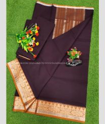 Dark Chocolate and Bronze color Uppada Cotton sarees with plain design -UPAT0004816