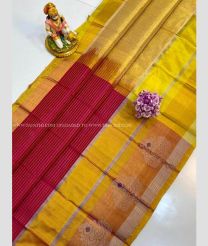 Red and Mango Yellow color kuppadam pattu sarees with all over checks design -KUPP0097234