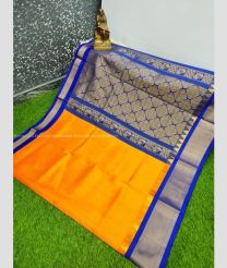 Mango Yellow and Blue color Chenderi silk sarees with all over design -CNDP0016407