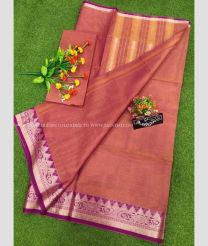 Copper and Magenta color Uppada Cotton sarees with plain design -UPAT0004818