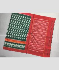 Pine Green and Maroon color pochampally Ikkat cotton handloom saree with All over Pochampally Ikkat Design-PIKT0000265