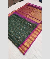 Forest Fall Green and Magenta color gadwal sico sarees with all over checks and buttas design -GAWI0000933