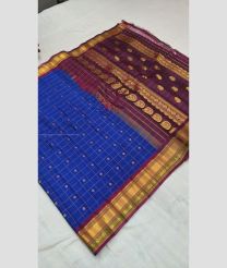 Royal Blue and Plum Purple color gadwal sico sarees with all over checks and buttas design -GAWI0000931