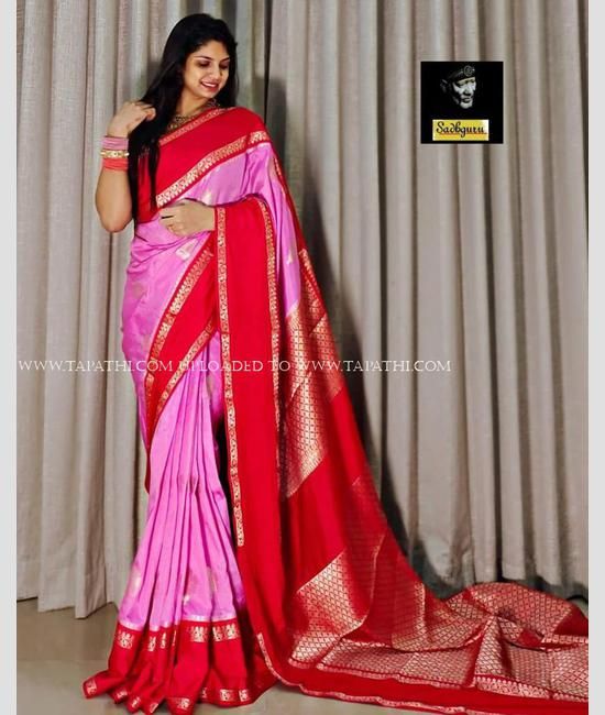 Light Pink Saree With Best Silver zari weaving - Asistha.com