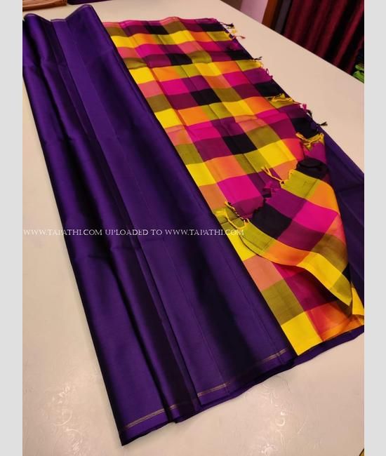 Checked and Multicoloured Striking Soft Silk Saree | Pink blouse designs,  Saree blouse designs latest, Checks saree