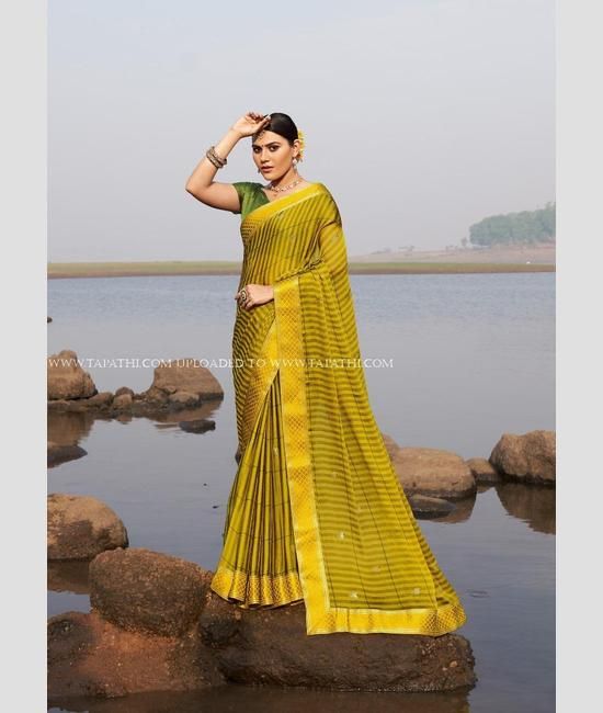 Green and Yellow Colour New Look Heavy Collection Saree,party Wear Saree,kanchipuram  Soft Lichi Silk Saree,beautiful and Stunning Look Saree - Etsy New Zealand