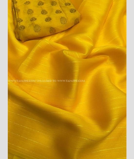 Buy For And Ever Solid/Plain Jamdani Georgette, Chiffon Yellow Sarees  Online @ Best Price In India | Flipkart.com