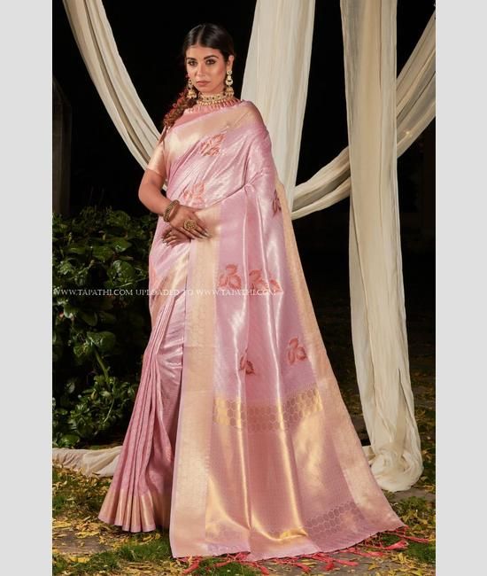 Pink Designer Georgette Sarees Golden Lace Border Georgette Sarees – Lady  India