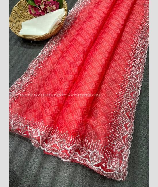 Party Wear Border Cut Work Net Saree at Rs 850 in Surat | ID: 20404429773