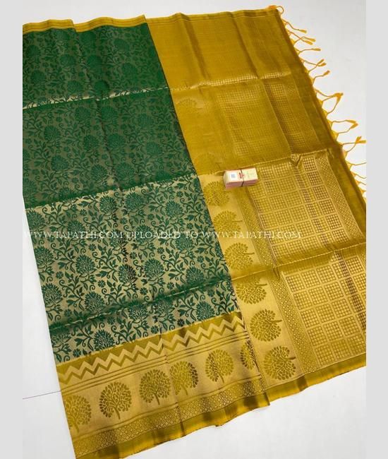 Mehendi Green Color Printed Party Wear Cotton And Silk Fabric Saree – Lady  India