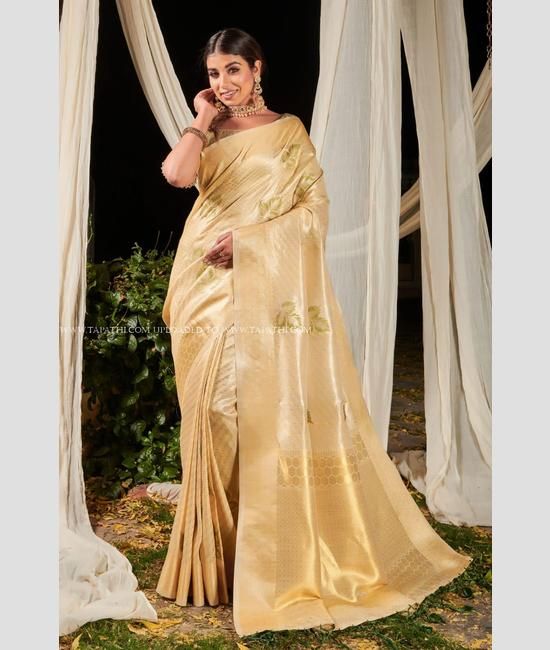 Buy Linen Tissue Golden Pure Organic Handwoven Saree With Contrast Zari  Border,gold Linen Tissue Saree,saree With Blouse,golden Tissue Saree Online  in India - Etsy