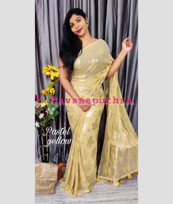 Buy Sidhidata Solid/Plain Daily Wear Georgette Light Blue, Yellow Sarees  Online @ Best Price In India | Flipkart.com